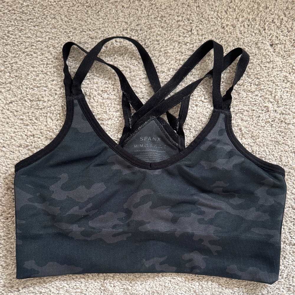 SPANX Black Sports Bra with Racerback Design & leggings